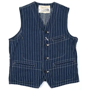 Sugar Cane Size 38 Mens Wabash Western Vest Navy From Japan - Picture 1 of 7