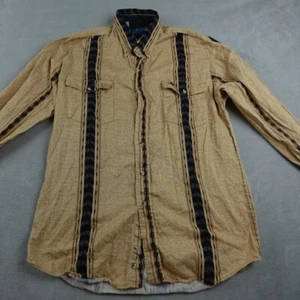 Lone Roo Button Up Shirt Mens XL Beige Western Snap Stripe Embroidered Logo - Picture 1 of 18