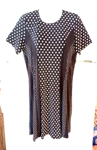 NEW WOMEN'S MICHAEL KORS BLACK BONE POLKA DOT FIT & FLARE DRESS SIZE L NWT - Picture 1 of 7