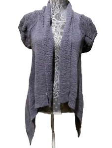 Elana Solano Sweater 1X Cardigan Cotton Gray Textured Accent Open Style Womens - Picture 1 of 13