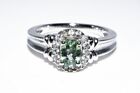 $500 1.84CT NATURAL GREEN SAPPHIRE & WHITE SAPPHIRE SILVER RING SIZE 9.25