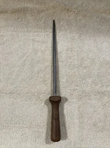 Vintage Chicago Cutlery Knife Sharpening Honing Steel Rod Wooden Handle 10" - Picture 1 of 6