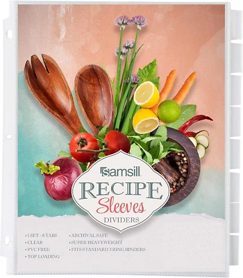 Samsill 8 Tab Recipe Dividers, Recipe Sleeves, Sheet Protector Dividers, with Ta - Image 1 of 4