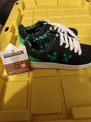 NE- Zapatos de Corte Minecraft para Niños - Negro y Verde NIÑOS TALLA 2 Foto 1 de 4