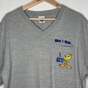 Camiseta De Colección Warner Bros Looney Tunes Bolsillo Hombres XL Mujeres 2X Piolín LEER - Imagen 1 de 6