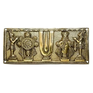 Modern Gift Centre | Pure Brass Shanku Chakra Hanging Wallplate with Garuda and - Picture 1 of 6