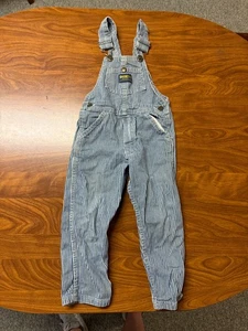 BOYS USED VINTAGE OSKOSH B'GOSH HICKORY STRIPED OVERALLS SIZE YOUTH 4 - Picture 1 of 4