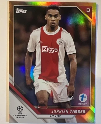 Topps Chrome Jurrien Timber 1/25 2021-2022 UEFA First Edition Orange - Image 1 of 4