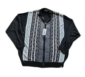 Stacy Adams Knitted Sweater Mens 4XL Brown 3D Knit Full Zip Black Contrast New - Picture 1 of 15