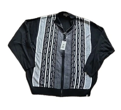 Suéter Tejido Stacy Adams Para Hombres 4XL Marrón Tejido 3D Cremallera Completa Negro Contraste Nuevo Foto 1 de 4