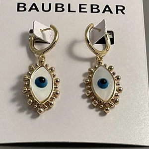 PENDIENTES ARO MAL DE OJO BAUBLEBAR - TONO DORADO CON CHAM de esmalte azul - Imagen 1 de 9