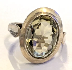 Hallmarked vintage Sterling silverring with 14 x 10 mms citrine stone size M/N - Picture 1 of 6
