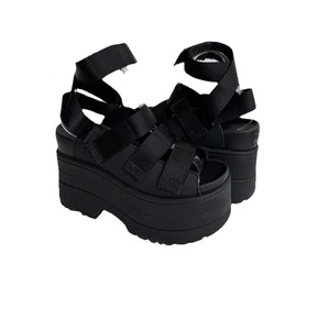 UGG GOLDENRISE BLACK STRAPPY PLATFORM SANDALS US 8 / EU 39 / UK 6 - Picture 1 of 5
