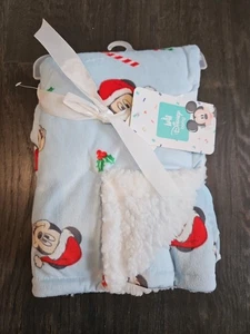 Manta Bebé Navidad Disney Mickey Mouse Azul 30x40 Felpa Nueva Con Etiquetas - Imagen 1 de 3