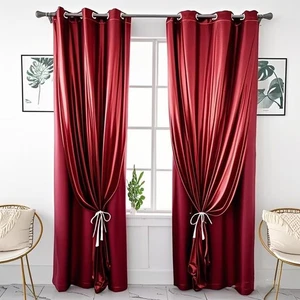 1 Pair Double Layer Blackout Curtains for Bedroom Luxury Shiny Curtains for L... - Picture 1 of 8