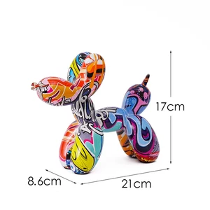 Graffiti Globo Perro Figura Decoración Escultura Negro Blanco Moderno Salón - Imagen 1 de 16