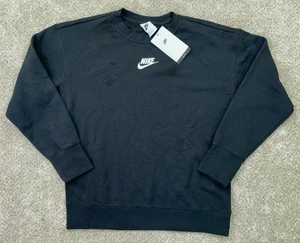 Nike Sportswear Sweater Youth Girl Large Black Club Fleece Crew Sweatshirt - Picture 1 of 11