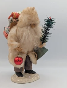 Estatuilla de Papá Noel vintage retirada Bethany Lowe vestida de piel presenta regalos 10" - Imagen 1 de 15