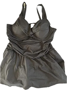 Traje de baño Tankini Anne Cole Twist copa delantera 22W negro acolchado con falda nuevo - Imagen 1 de 7