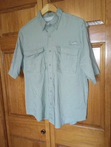 Mens Large World Wide Sportsman Green Short Sleeve Fishing GorpCore Shirt Vented - Picture 1 of 18
