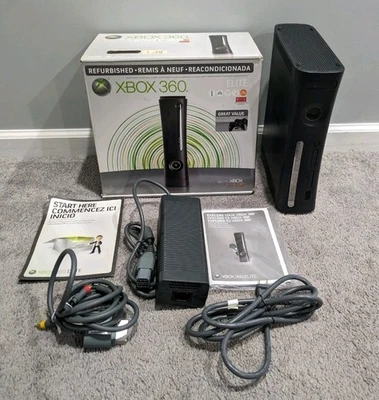 Xbox 360 Elite Console Black 60GB W/ OEM Cables And Box Tested No Controller - Image 1 of 4