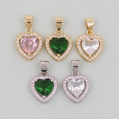 18K Gold Filled crystal Heart Pendant Necklace for DIY Jewelry Making Supply Foto 1 de 4