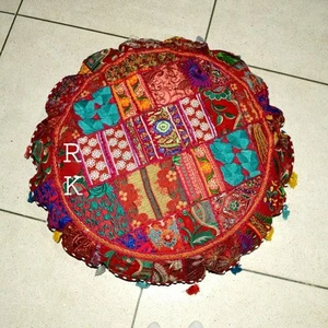Multi Color Round Floor Cushion Cover Vintage Bohemian Patchwork Pillow Case - Picture 1 of 20