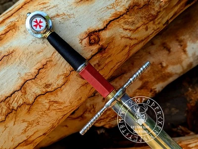 Espada Templaria Réplica Medieval - Espada Caballero Cruzado | Regalo Hecho a Mano para Hombres Foto 1 de 4