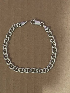 Women 925 Silver Figaro Chain Bracelet 7.75” 4mm Made in Italy - Picture 1 of 3