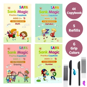 4x Magic Sank Practice Nokebook Groove Handwriting Copy Book Calligraphy For Kid - Picture 1 of 40