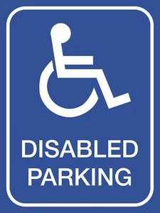 DISABLED PARKING SIGN FOR WALL, FENCE OR POST 200 X 300 MM, CHOICE OF 3 BOARDS - Picture 1 of 1