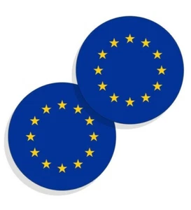 European Union Flag Stickers Flag Decals Vinyl Stickers Round 4 pack - Picture 1 of 4
