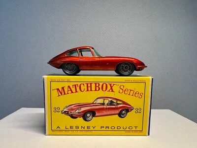 火柴盒常规车轮 # 32 E 类型 JAGUAR *罕见灰色车轮 x 绿色窗户* — 第 1/4 张图片