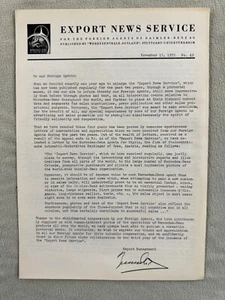 Daimler Benz "Export News Service" Bulletin #49 November 15, 1955 - Picture 1 of 7