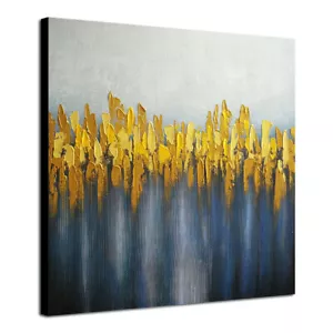 Original Hand Paint Canvas Oil Painting Pic Wall Art Home Decor Abstract Yellow - Picture 1 of 10