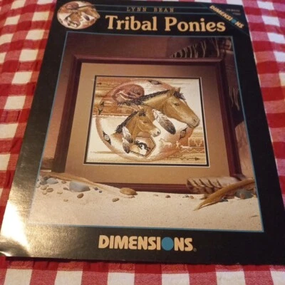 😇 Dimensions #326 Lynn Bean Tribal Ponies Cross Stitch pattern Horses 4 Page  - image 1 of 3