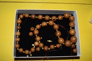 VINTAGE HOLZPERLENKETTE - MUSS NEU AUFGEFÄDELT WERDEN - Bild 1 von 2