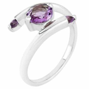 UNHEATED NATURAL 7MM AFRICAN AMETHYST IN STERLING SILVER 925 RING SIZE 9