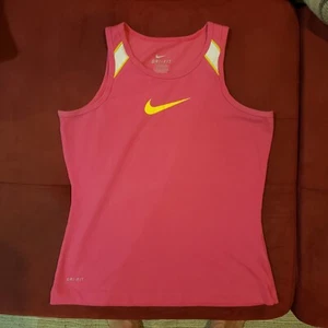 NIKE Dry Fit Girls Youth Large Hot Pink & Yellow Athletic Tank Top - Picture 1 of 3