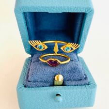 Marie Helene De Taillac Face Apatite & Garnet 0.92ct 20K Ring With Box VERY RARE