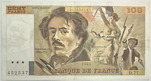 100 FRANCS DELACROIX (1984) D.77 - Billet de banque // Qualité : TB+ - Picture 1 of 2
