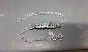 bracciale argento 925 personalizzato maria tuo nome 20cm regolabile bracelet - Imagen 1 de 2
