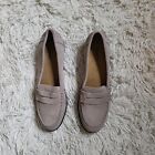 Women's Sonoma Petya Stone Leather Suede Penny Loafers Shoes - 8.5 Med