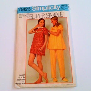Vtg Simplicity Sewing Pattern 9626 Pajama's or Nightgown Size 12-14 1971 Uncut - Picture 1 of 2