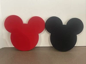 Pair Of Disney Felt mats Hot pads Red & black Mickey Mouse heads Ears decor - Picture 1 of 4