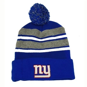 NEW POM POM BEANIE HAT NEW YORK GIANTS BLUE FOLDABLE BEANIE - Picture 1 of 1