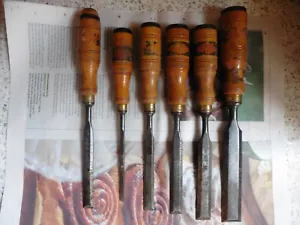 Swedish Chisel Set. Wallins/Scandia. -Berg made 1960's. 1"-1/4" Good Condition - Picture 1 of 20