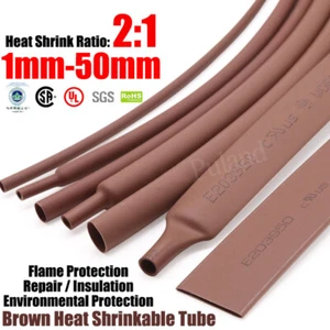 Brown Heat Shrink Tube 2:1 Car Electrical Cable Wire Heatshrink Sleeve 1mm-50mm - Picture 1 of 12