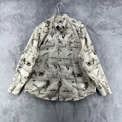 Vintage Crossings Shirt Mens Large Multicolor All Over Print Button Up Fishing - Image 1 of 4
