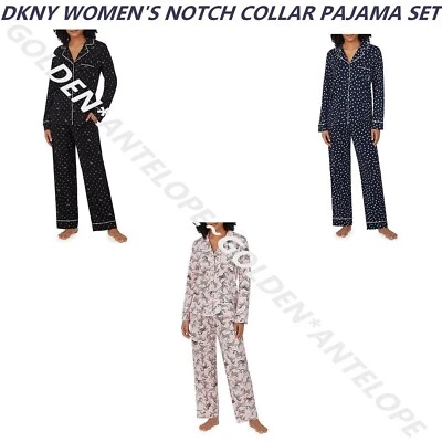 DKNY WOMEN'S NOTCH COLLAR 2-PIECE PAJAMA SET~MULTIPLE COLOR & SIZE - Image 1 of 4